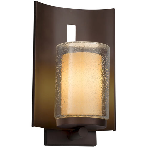 Fusion LED 12.75 inch Brushed Nickel Outdoor Wall Sconce in 700 Lm LED, Almond Fusion