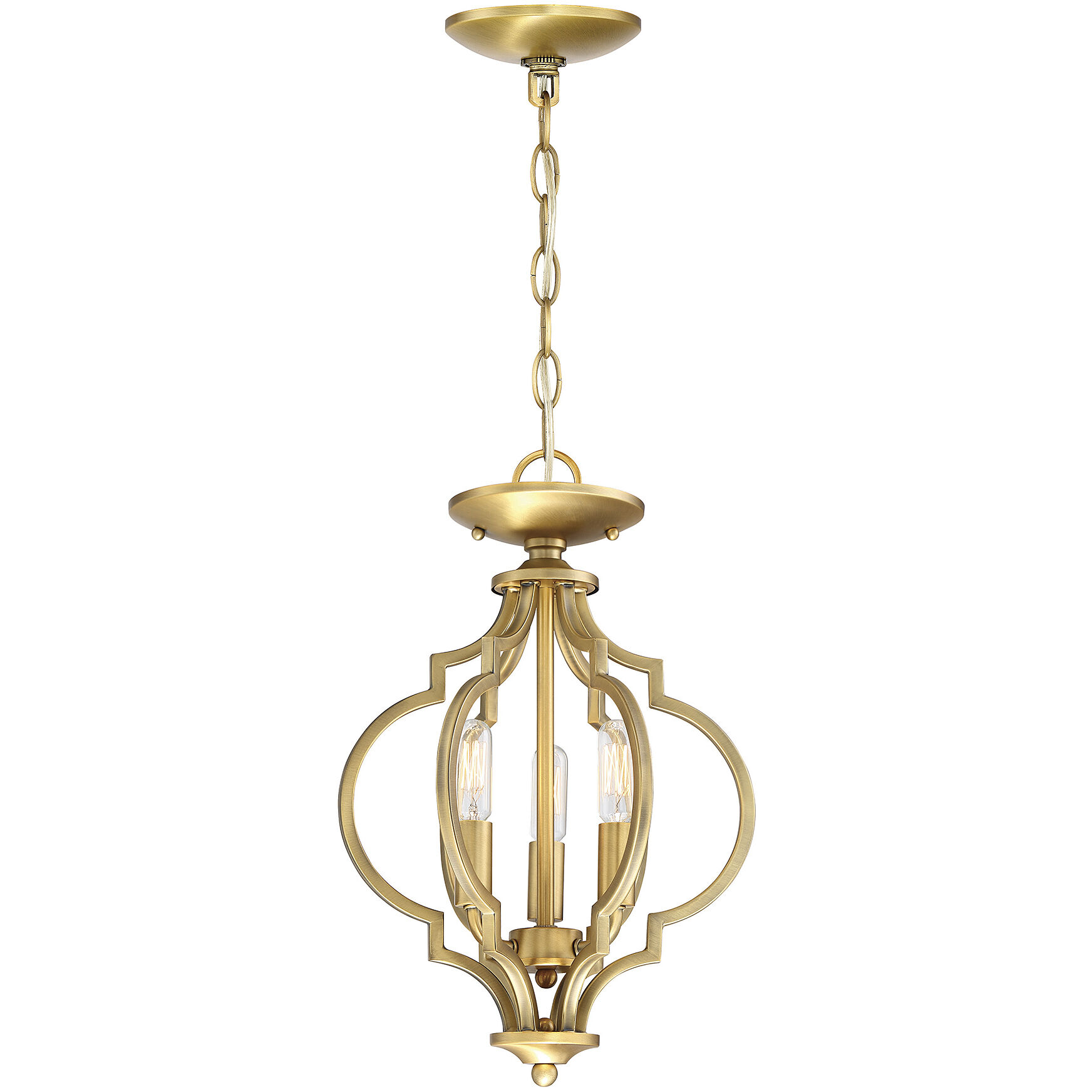 Transitional 3 Light 11 inch Natural Brass Convertible Semi-Flush or Pendant Ceiling Light