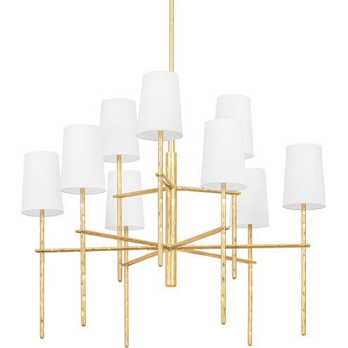 River 9 Light 36 inch Vintage Gold Leaf Chandelier Ceiling Light