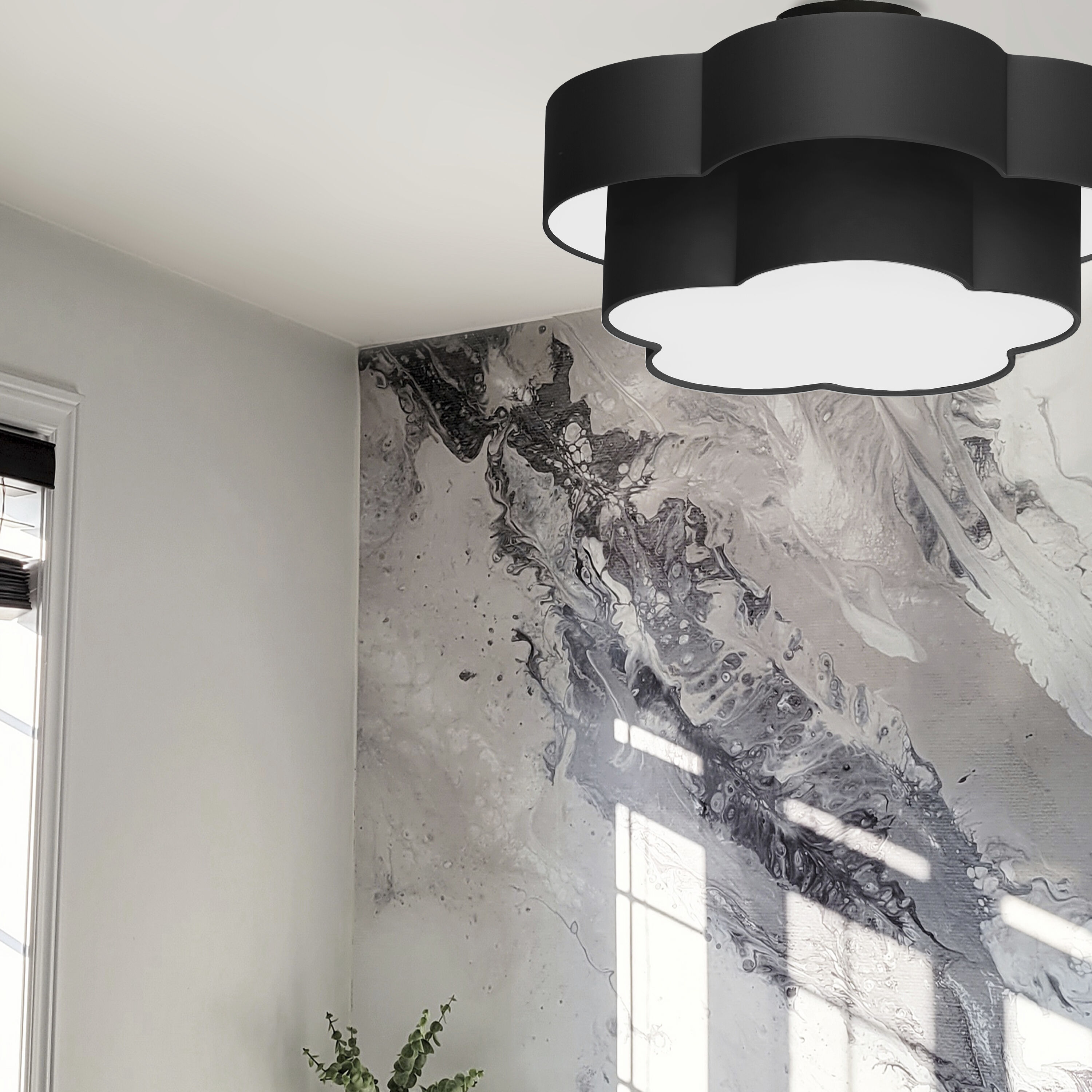 Phlox 3 Light 20 inch Matte Black with Black Flush Mount Ceiling Light