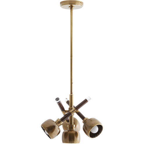 Pavo 4 Light 15 inch Dark Walnut and Vintage Brass Pendant Ceiling Light, Large