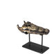 Brass Alligator On Stand Antique Brass with Matte Black Decor Accessory, Small