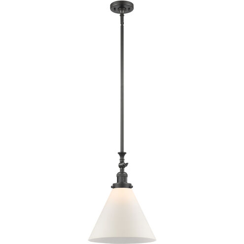 Franklin Restoration Cone LED 12 inch Oil Rubbed Bronze Mini Pendant Ceiling Light in Matte White, Franklin Restoration
