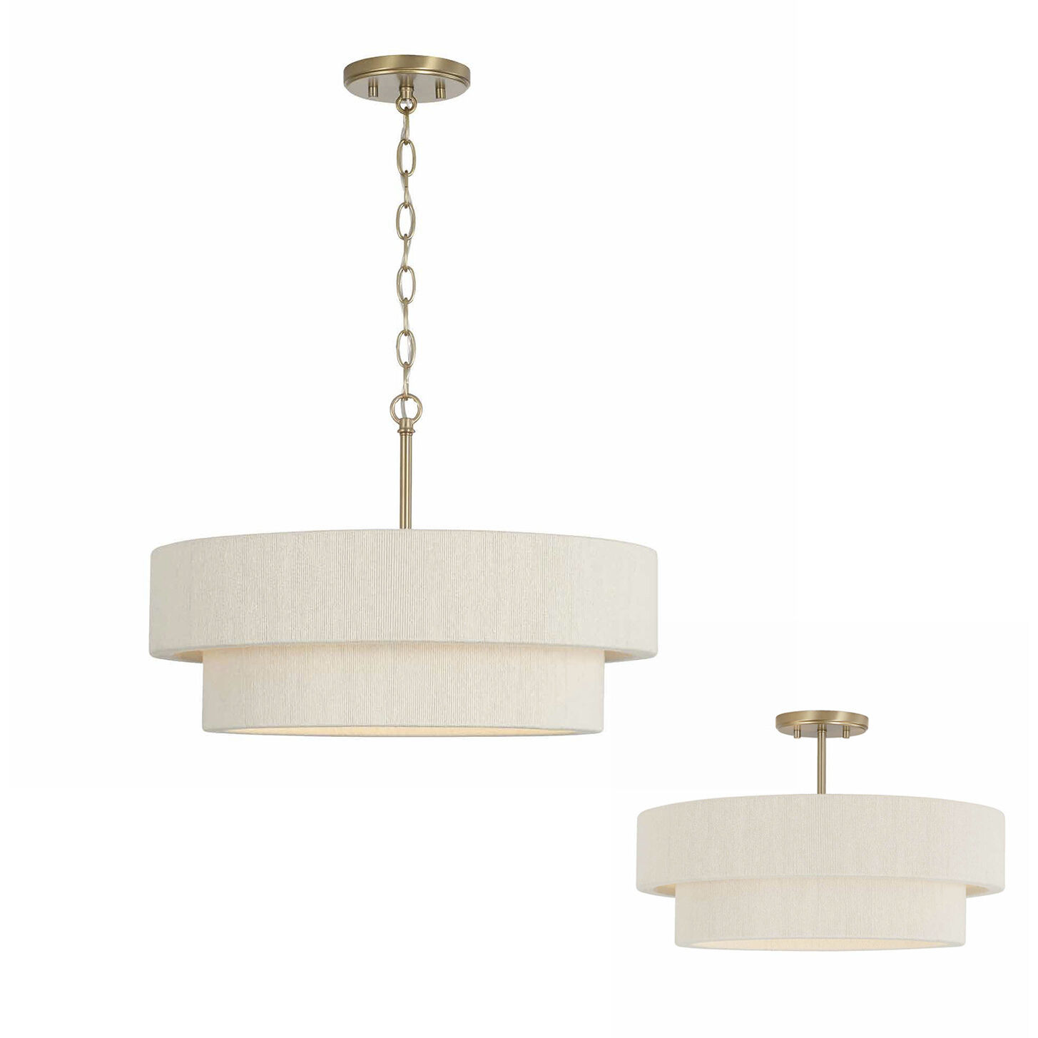 Delaney 4 Light 20 inch Matte Brass Pendant Ceiling Light, Convertible Dual Mount