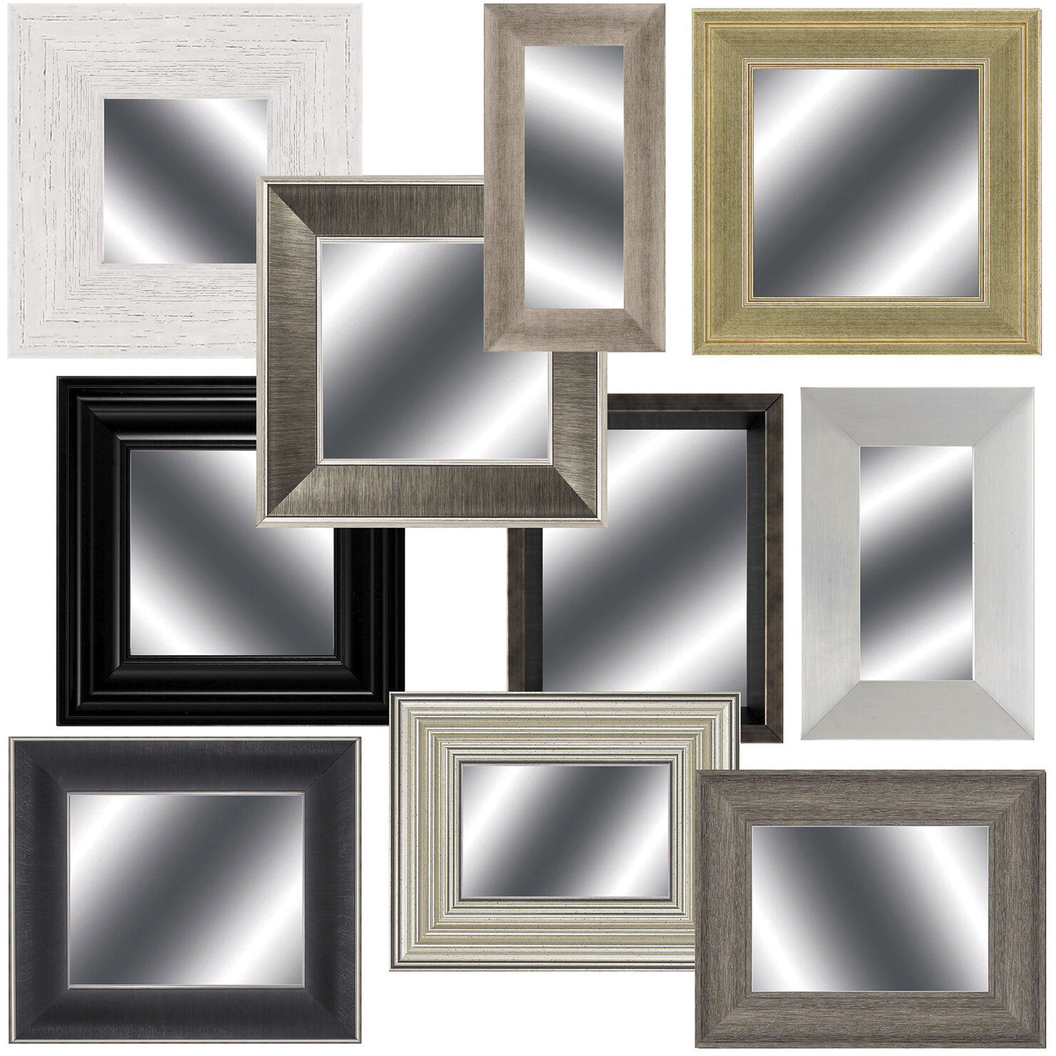 Mirror Collection 9 X 8 inch Metallic and Brown and Black and White Wall Mirror, Propac
