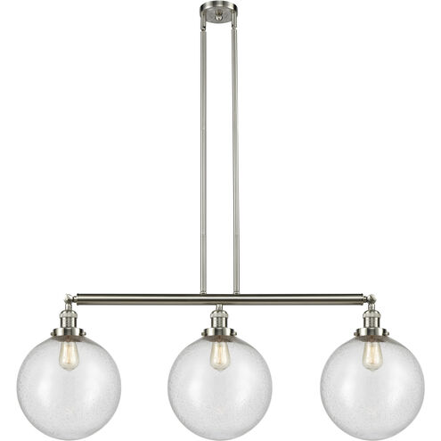 Franklin Restoration XX-Large Beacon 3 Light 44 inch Brushed Satin Nickel Island Light Ceiling Light in Seedy Glass, Franklin Restoration