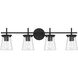Connell 4 Light 30.5 inch Flat Black Vanity Light Wall Light