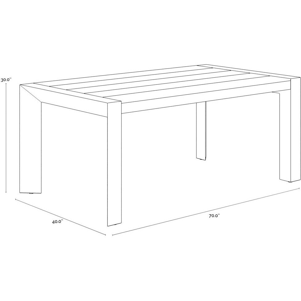 Merano 70 X 40 inch Black Outdoor Dining Table