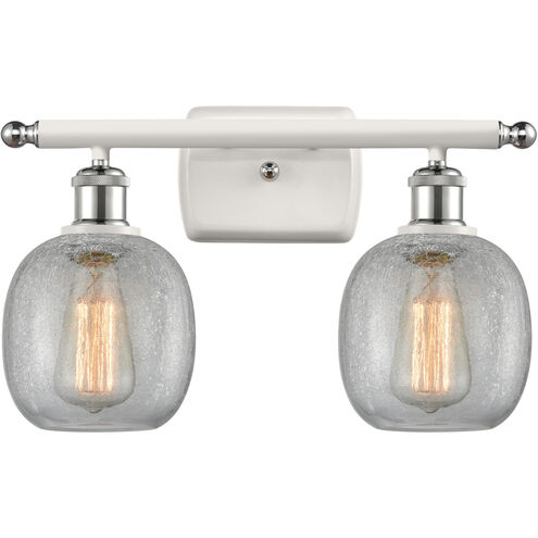 Ballston Belfast LED 16 inch White and Polished Chrome Bath Vanity Light Wall Light in Clear Crackle Glass, Ballston