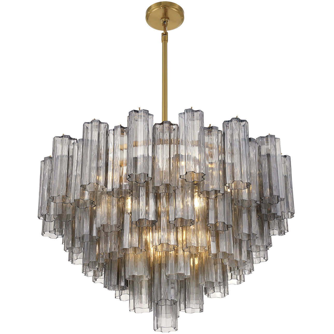 Addis 16 Light 32 inch Aged Brass Chandelier Ceiling Light in Tronchi Glass Smoke