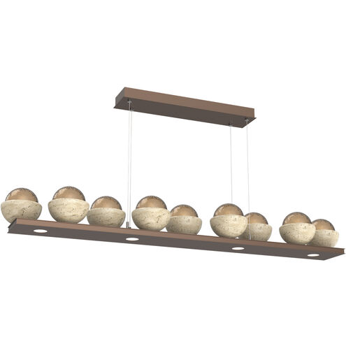 Cabochon LED 58.8 inch Burnished Bronze with Travertine Stone Linear Chandelier Ceiling Light in 2700K LED