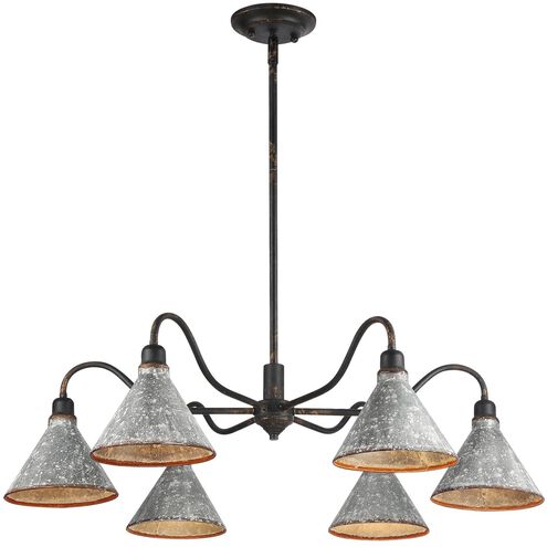 Jasper 6 Light 37.88 inch Antique Black Iron Chandelier Ceiling Light