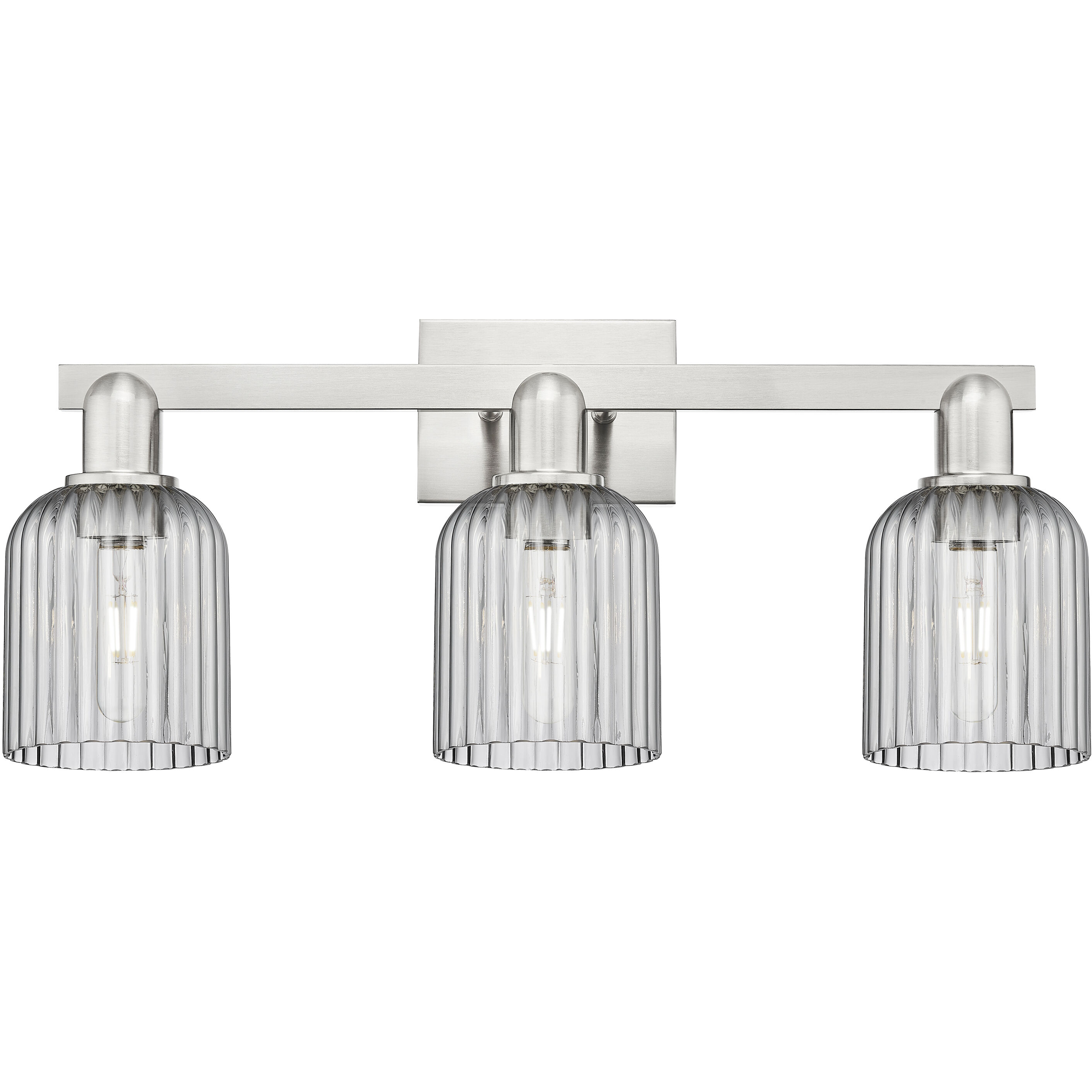 Bridal Veil 3 Light 24 inch Brushed Satin Nickel Bath Vanity Light Wall Light in Light Smoke Glass