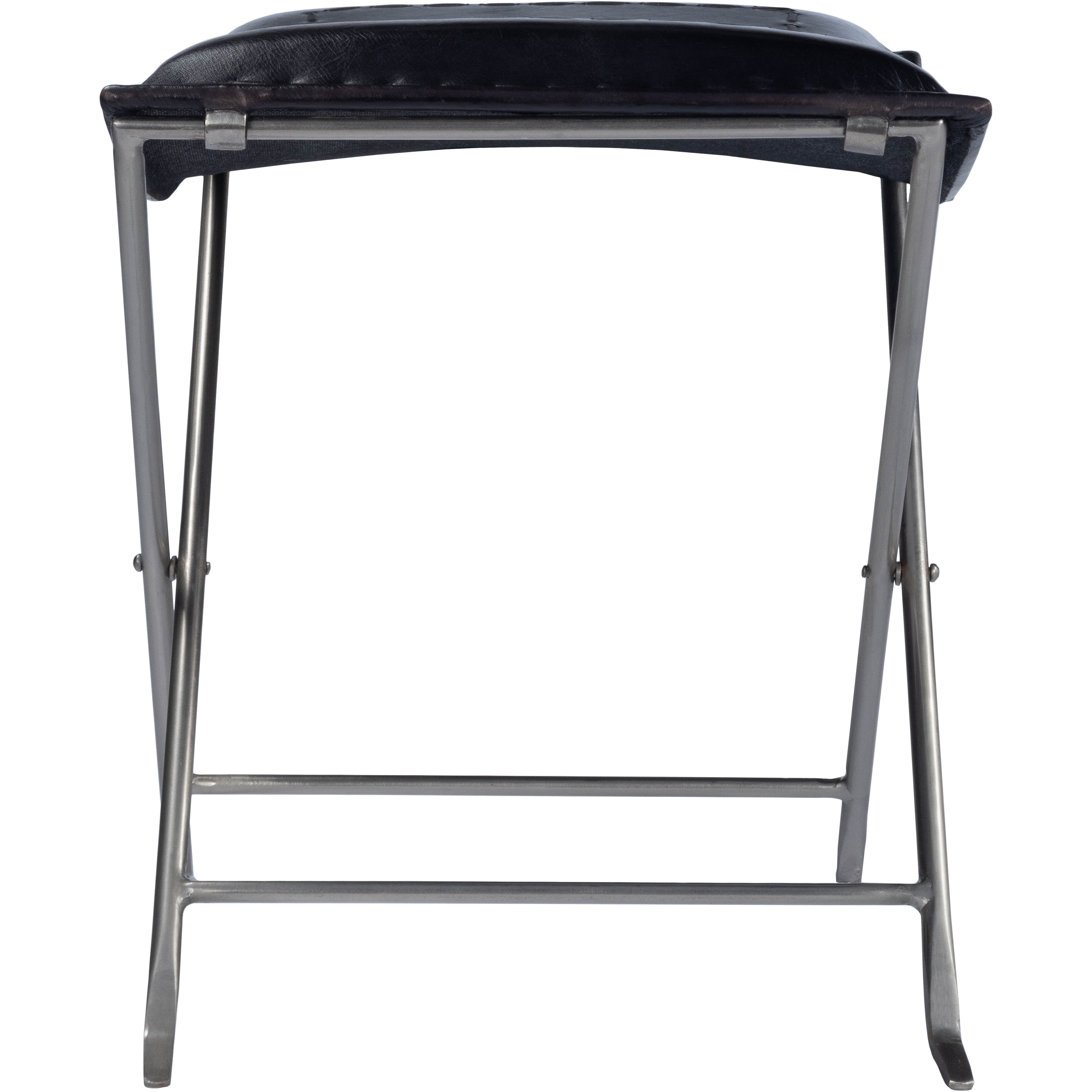 Melton Black Leather Ottoman or Stool