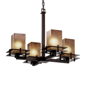 Fusion LED 25 inch Dark Bronze Chandelier Ceiling Light in 2800 Lm LED, Cylinder with Flat Rim, Seeded Fusion