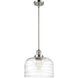 Franklin Restoration Bell 1 Light 12 inch Polished Nickel Mini Pendant Ceiling Light in Incandescent, Clear Deco Swirl