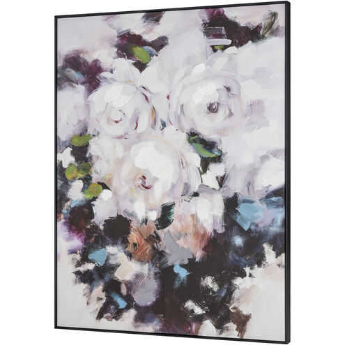 Peony Abstract White with Purple and Black Framed Wall Art
