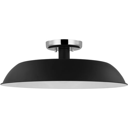 Colony 1 Light 20 inch Matte Black/Polished Nickel Semi Flush Ceiling Light