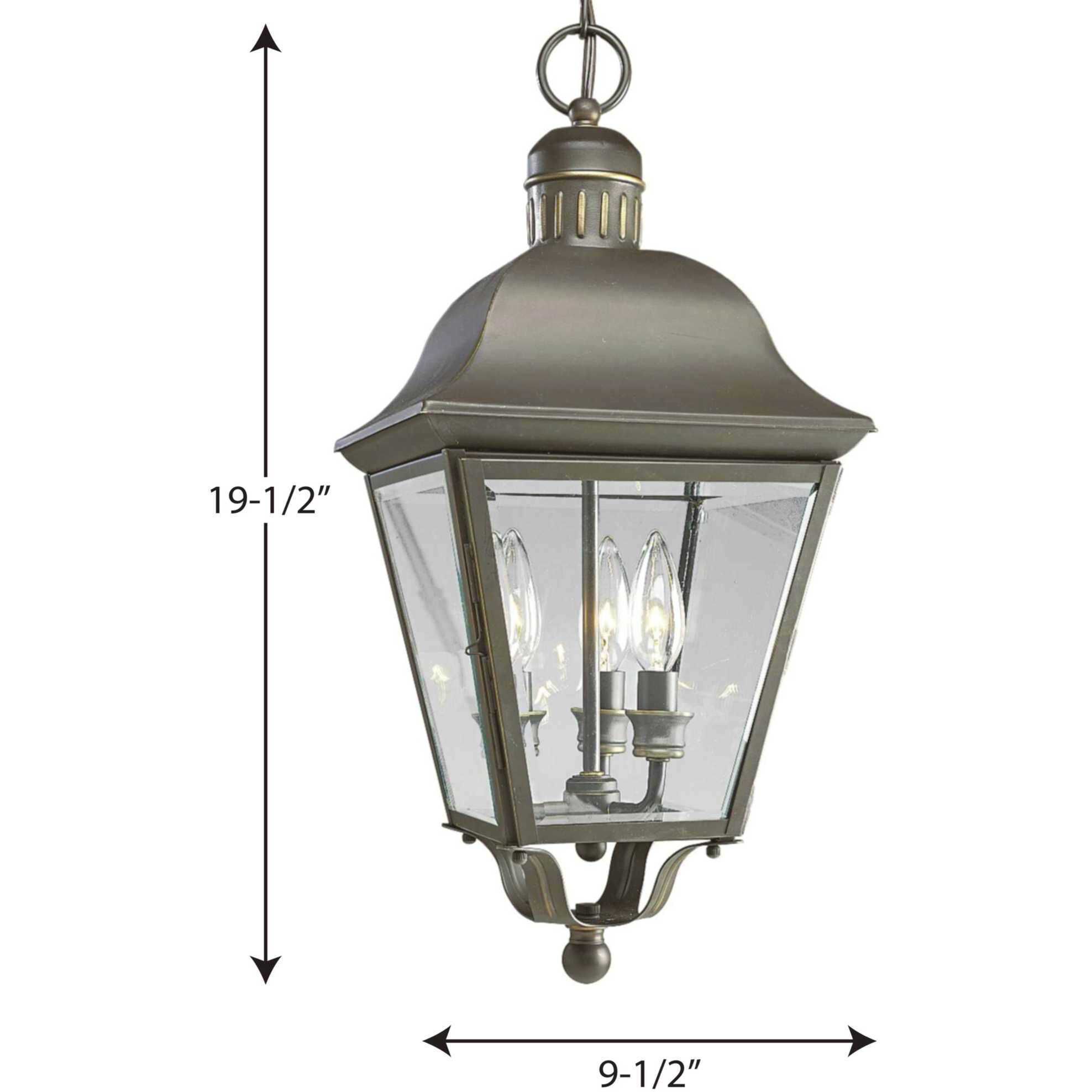Andover 3 Light 10 inch Antique Bronze Outdoor Hanging Lantern