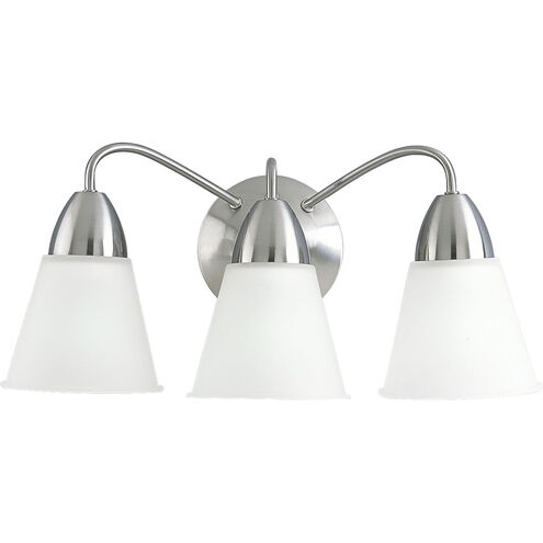 Etched Glass 3 Light 19 inch Brushed Nickel Bath Vanity Wall Light