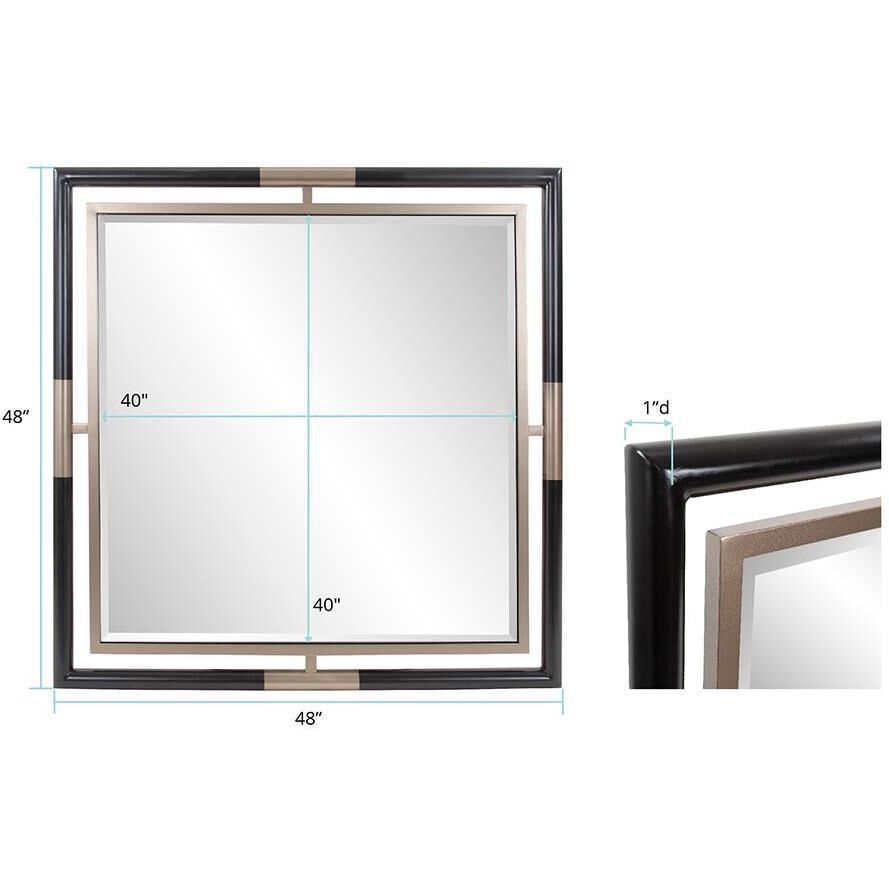 Fitzgerald 48 X 48 inch Black and Brass Mirror, Large