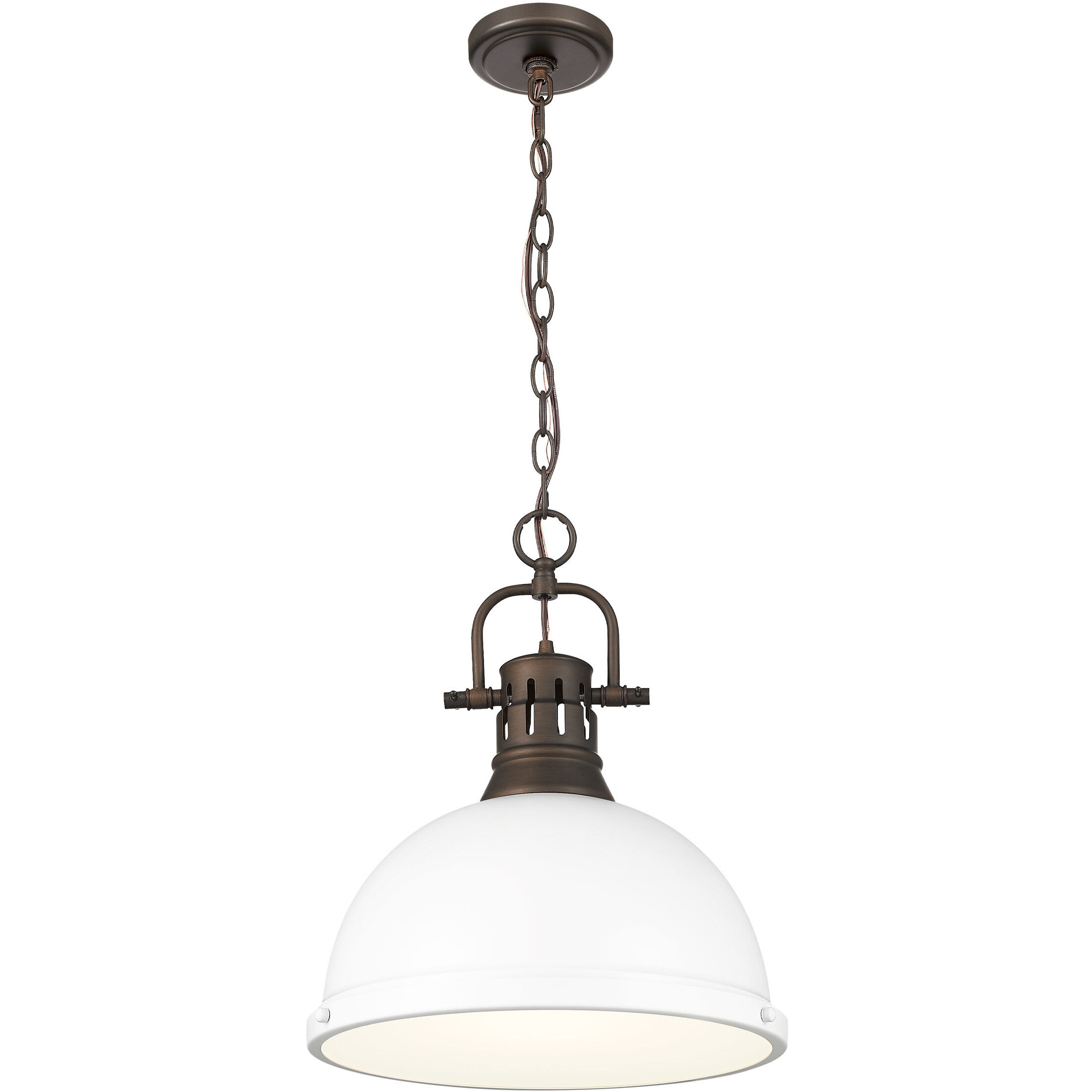 Yep Duncan 1 Light 14 inch Rubbed Bronze Pendant Ceiling Light in Matte White