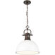 Yep Duncan 1 Light 14 inch Rubbed Bronze Pendant Ceiling Light in Matte White