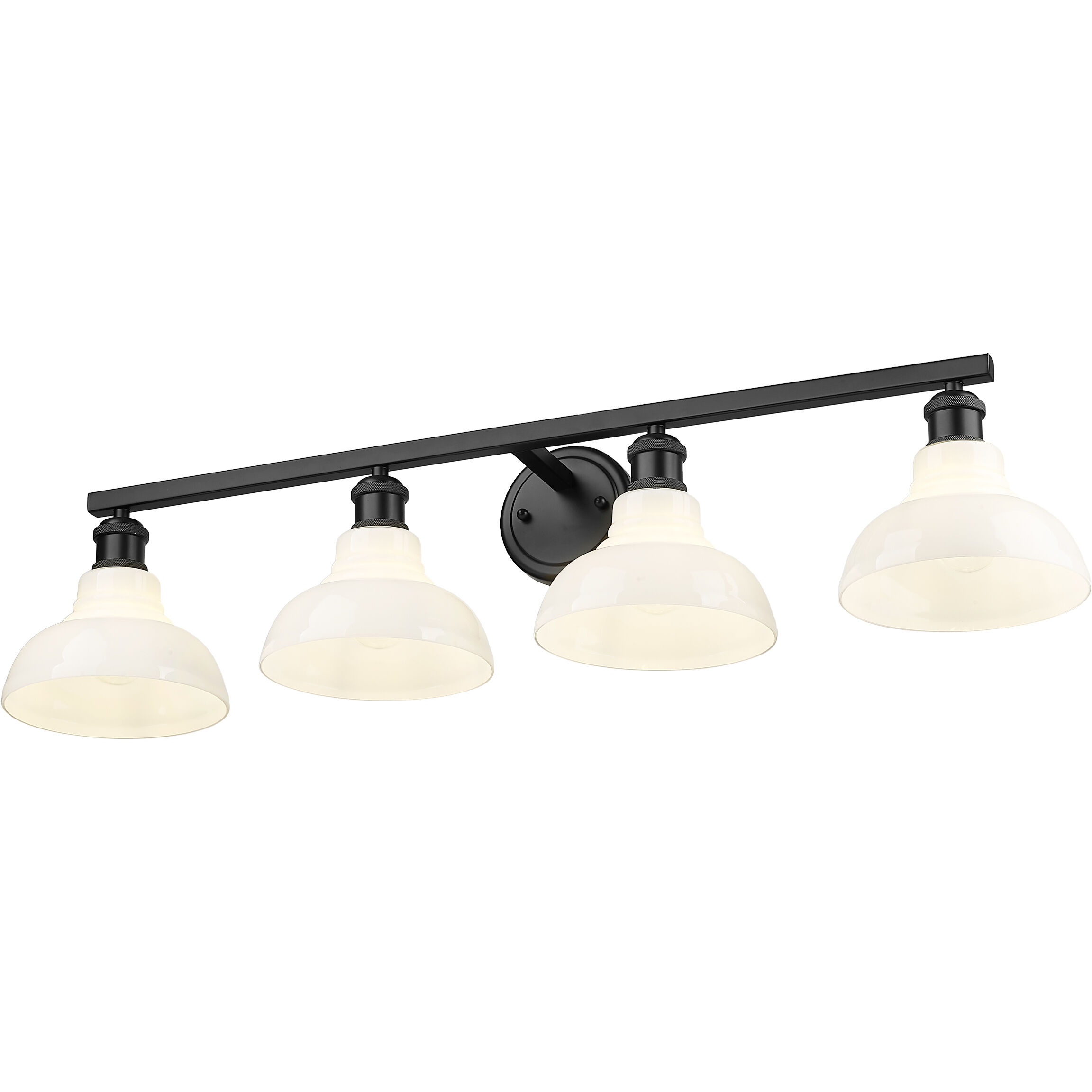 Yep Carver Vanity Wall Light in Matte Black, Vintage Milk Glass