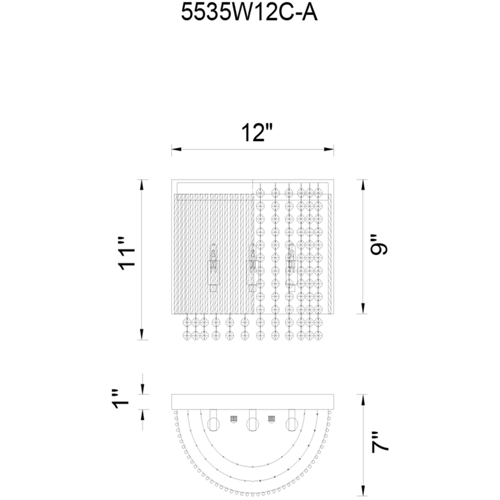 Claire 3 Light 12 inch Chrome Wall Light