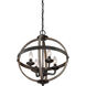 Fusion 4 Light 17 inch Rustic Black Foyer Piece Ceiling Light, Naturals