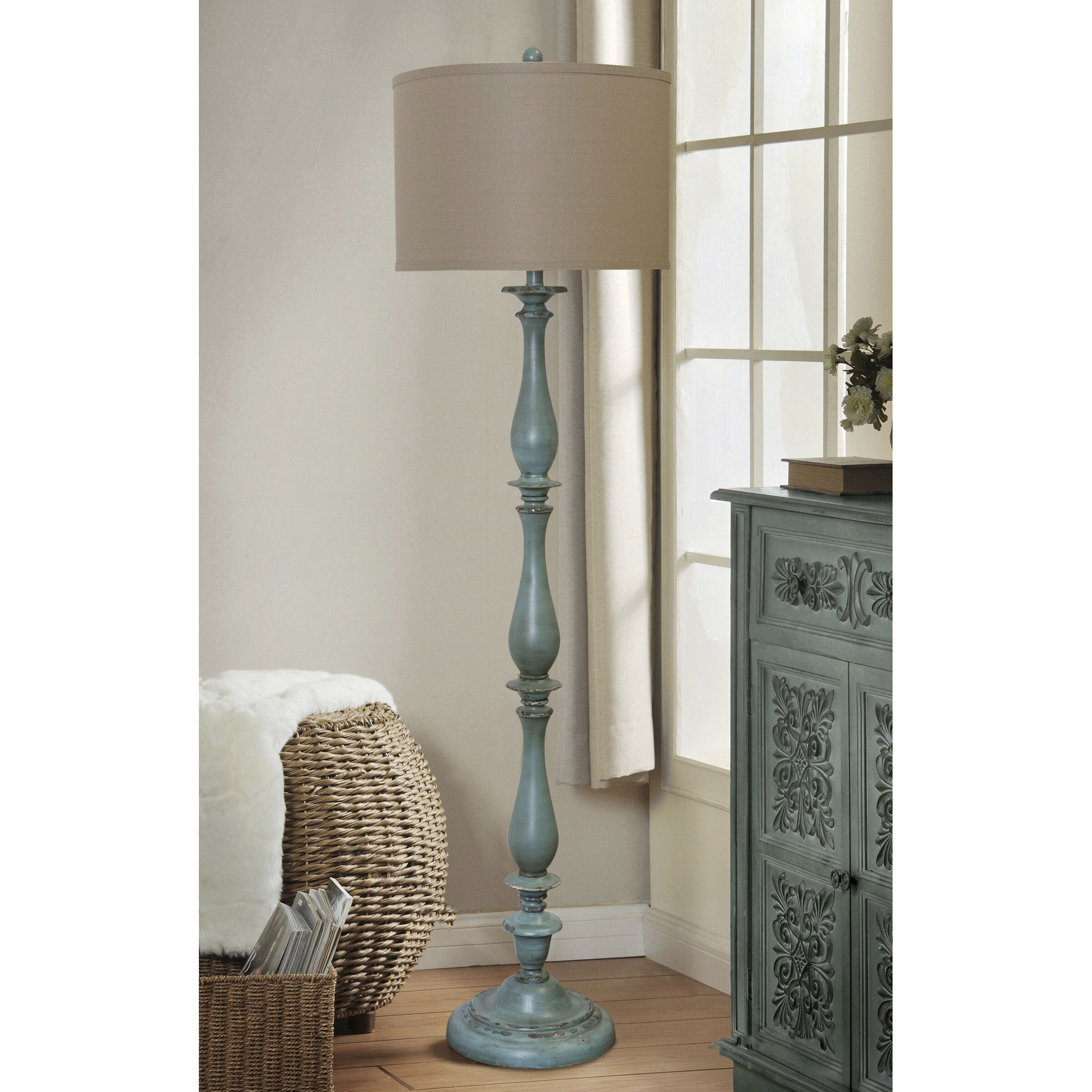 Signature 61 inch 150 watt Distressed Blue Floor Lamp Portable Light