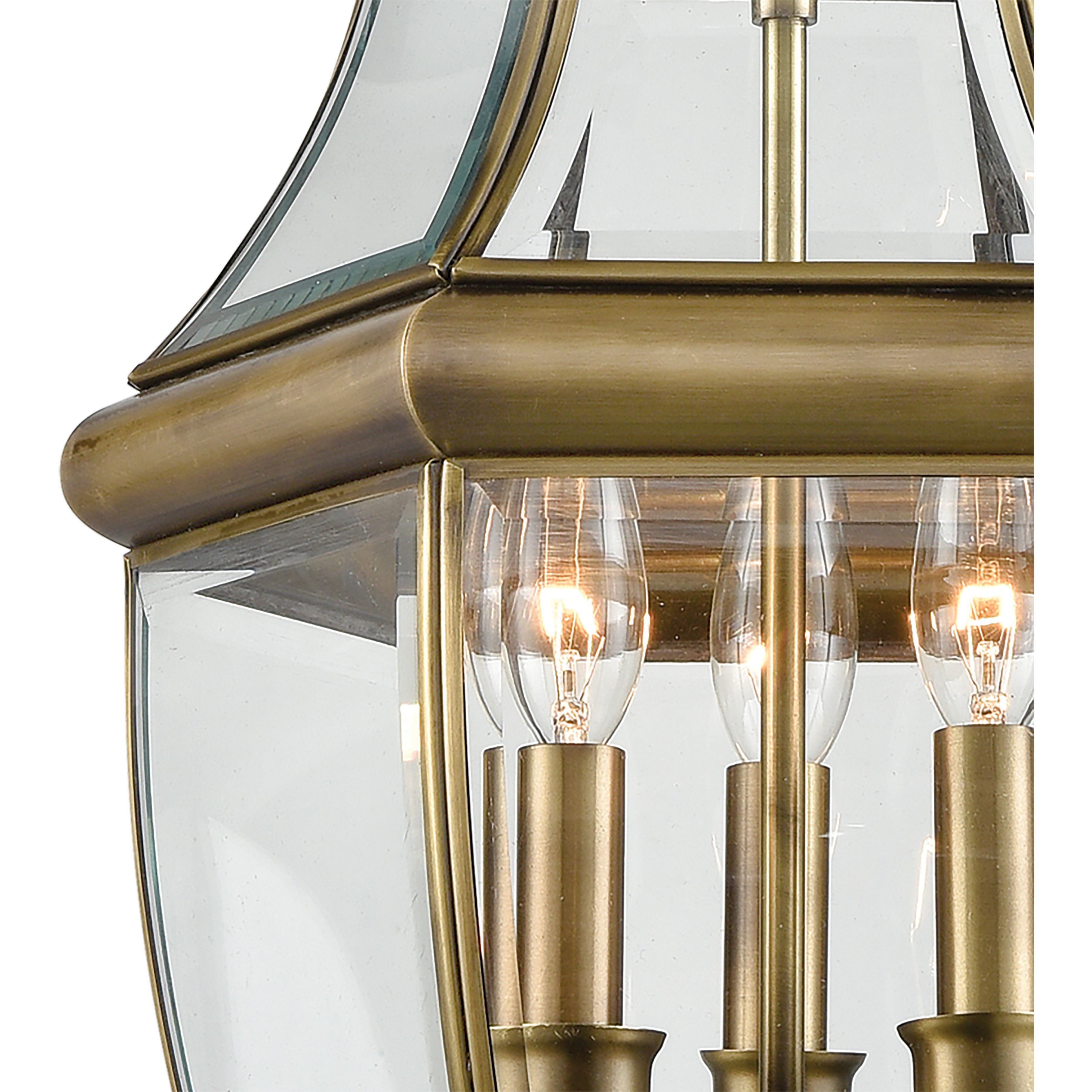 Ashford 3 Light 12 inch Antique Brass Outdoor Pendant
