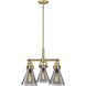 Newton Cone 3 Light 20.38 inch Brushed Brass Pendant Ceiling Light in Plated Smoke Glass