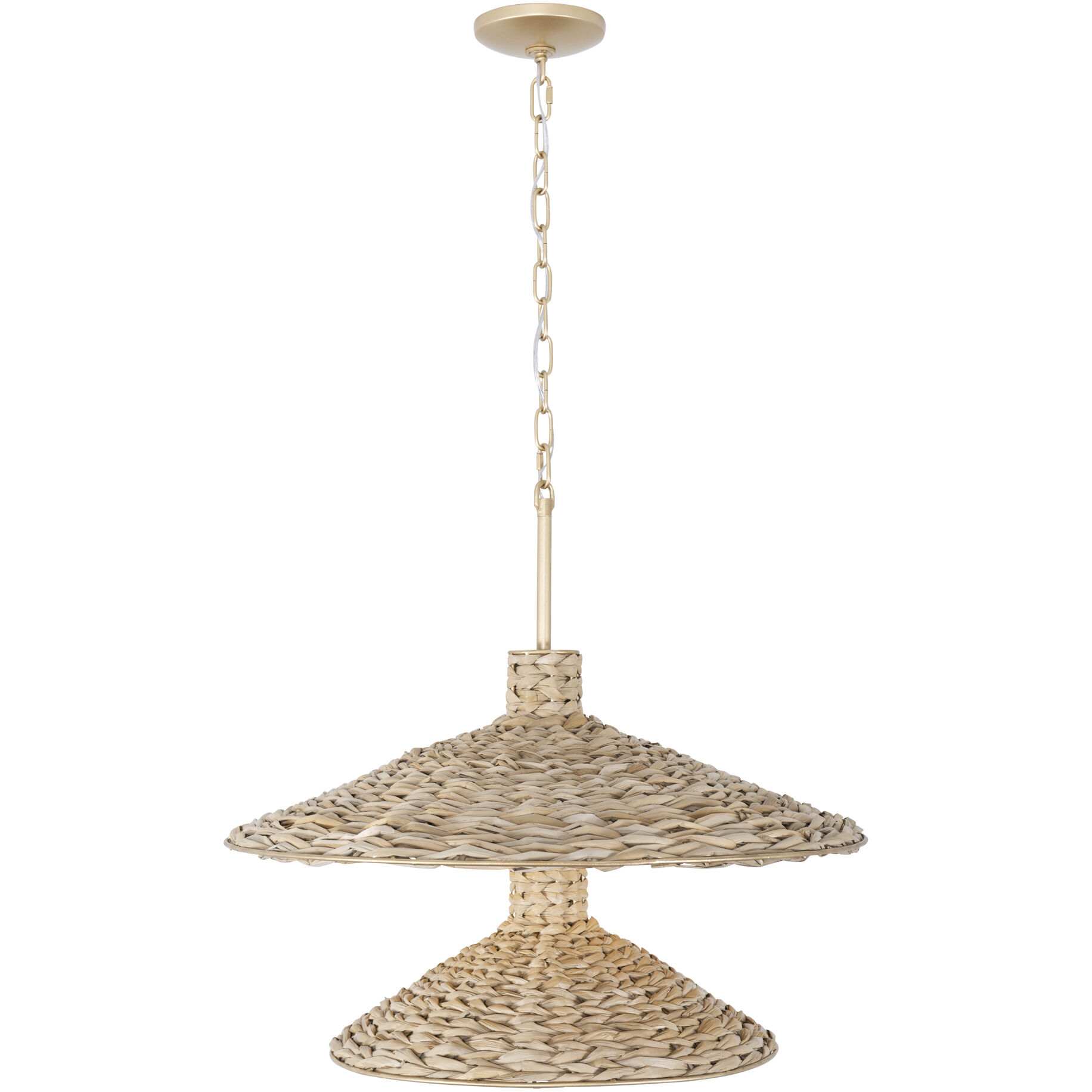 Hilton Head 9 Light 26.25 inch French Gold with Natural Seagrass Pendant Ceiling Light