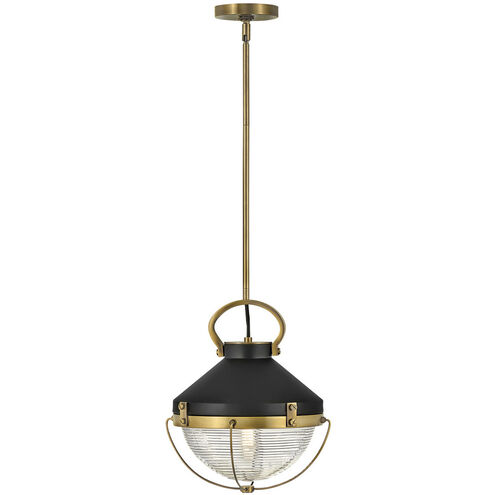 Crew 1 Light 12 inch Heritage Brass with Black Indoor Pendant Ceiling Light