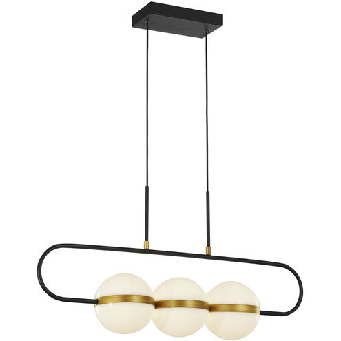 Tagliato LED 32 inch Matte Black and Brushed Gold Linear Pendant Ceiling Light in Matte Black / Brushed Gold