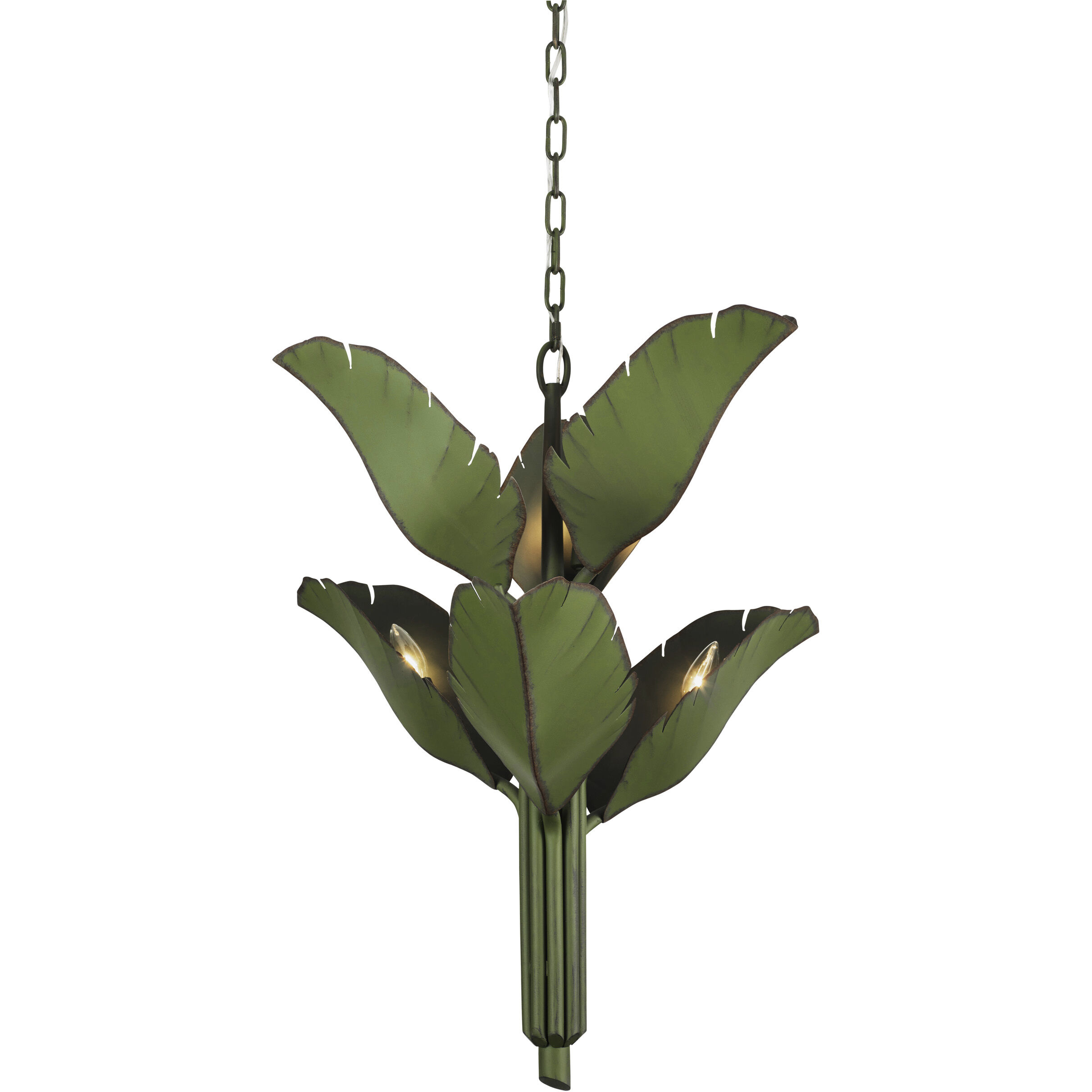 Banana Leaf 6 Light 25 inch Banana Leaf Chandelier Ceiling Light in Natural Green