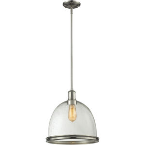 Mason 1 Light 13 inch Brushed Nickel Pendant Ceiling Light in Clear Seedy Glass