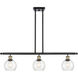 Ballston Athens Island Light Ceiling Light in Black Antique Brass, Seedy Glass