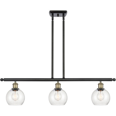 Ballston Athens Island Light Ceiling Light in Black Antique Brass, Seedy Glass