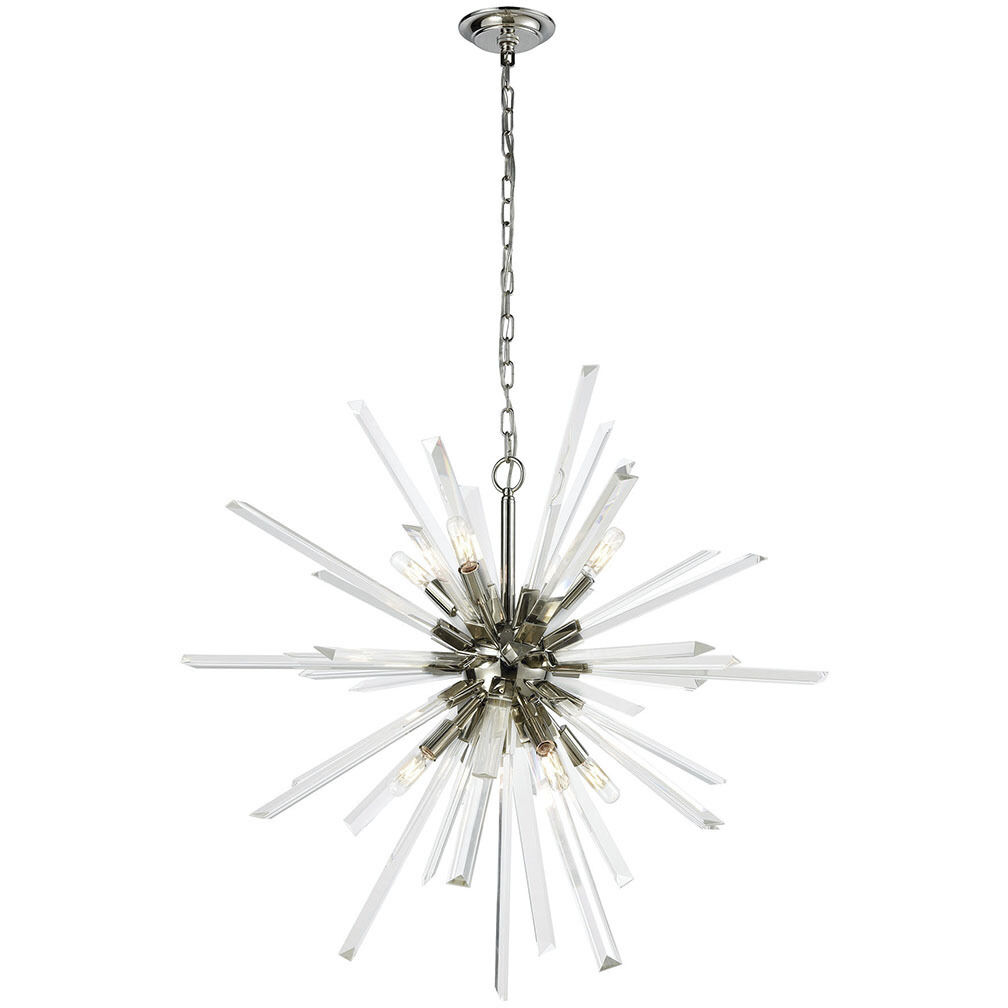 Ice Geist 8 Light 33 inch Polished Nickel with Clear Chandelier Ceiling Light