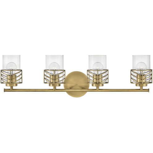 Della 4 Light 33.75 inch Lacquered Brass Vanity Light Wall Light