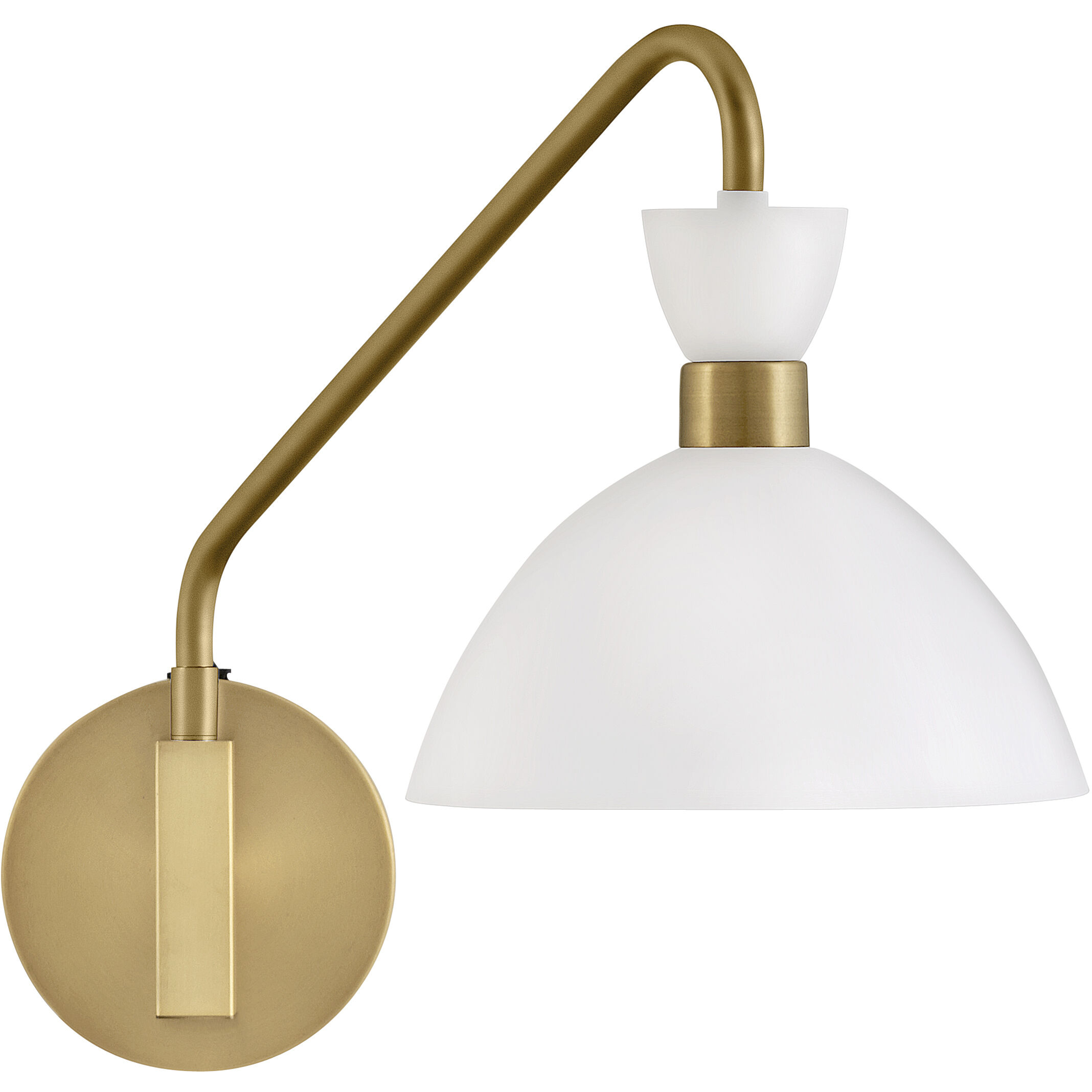 Simon LED 8 inch Matte White with Heritage Brass accents Sconce Wall Light