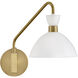 Simon LED 8 inch Matte White with Heritage Brass accents Sconce Wall Light