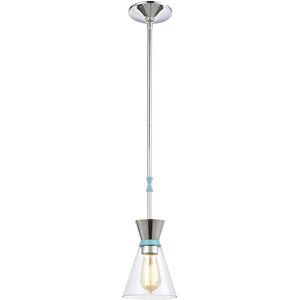 Modley 1 Light 6 inch Polished Chrome with Blue Mini Pendant Ceiling Light