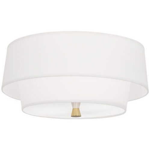 Decker 2 Light 17 inch Modern Brass Flushmount Ceiling Light in Ascot White