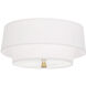 Decker 2 Light 17 inch Modern Brass Flushmount Ceiling Light in Ascot White