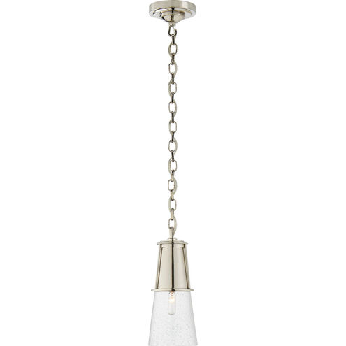 Thomas O'Brien Robinson 1 Light 4.75 inch Polished Nickel Pendant Ceiling Light in Seeded Glass, Small