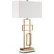 Parallelogram 33.75 inch 75 watt Antique Brass and White Table Lamp Portable Light