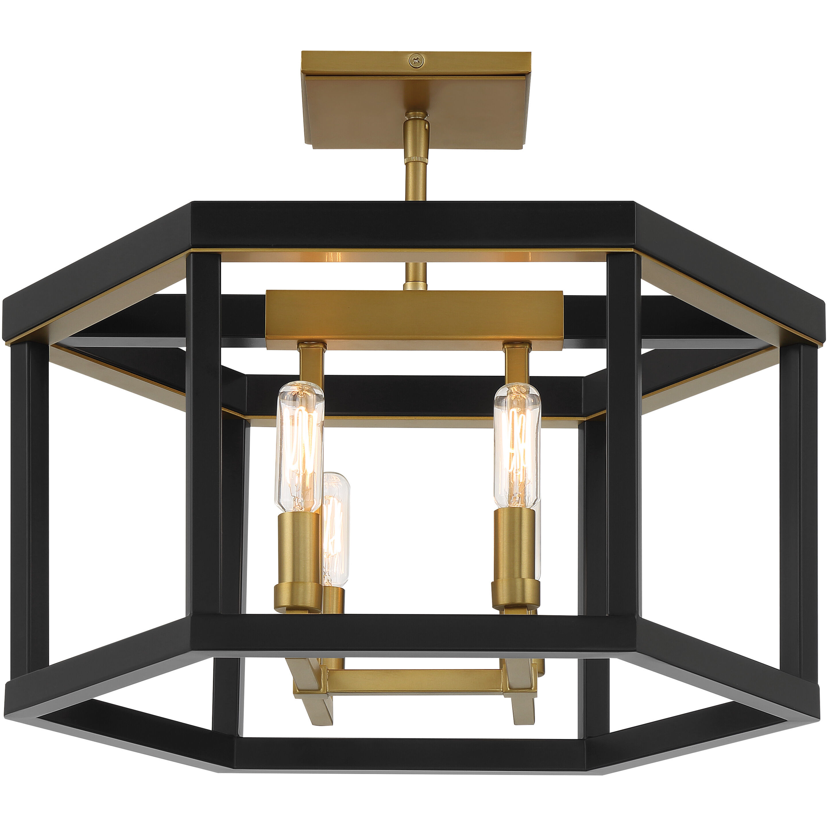 Union Estates 4 Light 18 inch Coal And Soft Brass Semi Flush Ceiling Light